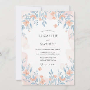 Invitación Boda de flores silvestres caprichosas de melocotón