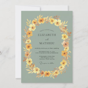 Invitación Boda de flores silvestres cautivadoras en verde sa