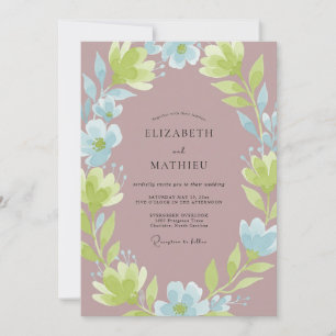 Invitación Boda de flores silvestres Chartreuse Malva