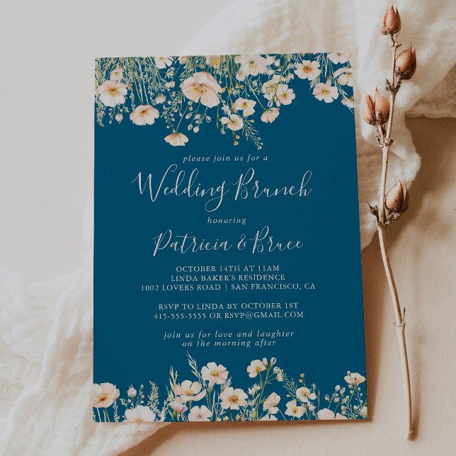 Invitación Boda de flores silvestres clásicas Boho Rubor Brun (Subido por el creador)