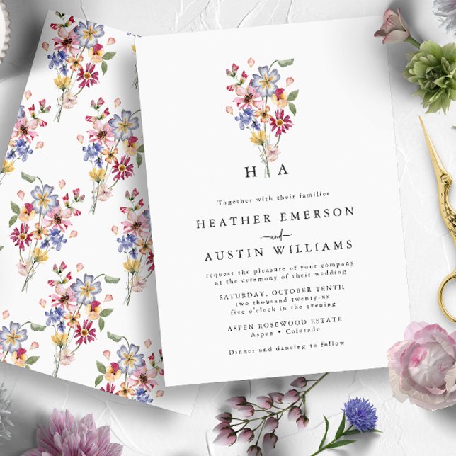 Invitación Boda de flores silvestres coloridas (Colorful Wildflower Wedding Invitation
)