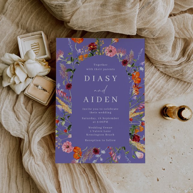 Invitación Boda de flores silvestres coloridas (Subido por el creador)