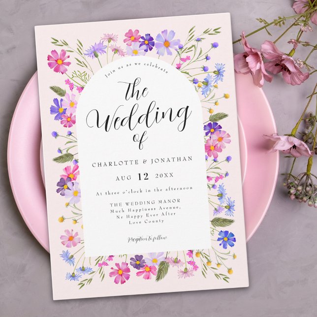Invitación Boda de flores silvestres coloridas (Wildflower boho wedding invitation)