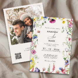 Invitación Boda de flores silvestres coloridas de la Moda Spr