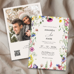 Invitación Boda de flores silvestres coloridas de la Moda Spr
