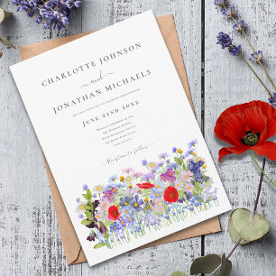 Invitación Boda de flores silvestres coloridas modernas