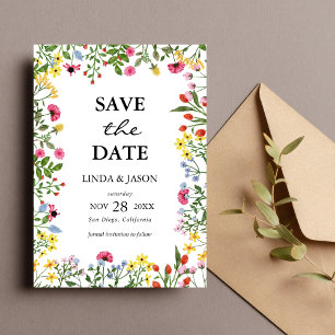 Invitación Boda de flores silvestres coloridas y elegantes, g
