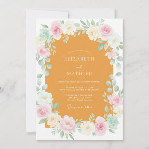 Invitación Boda de flores silvestres con crema de mostaza