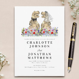Invitación Boda de flores silvestres con tema de dinosaurios
