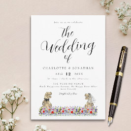 Invitación Boda de flores silvestres con tema de dinosaurios