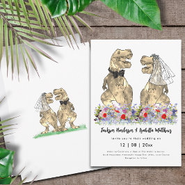 Invitación Boda de flores silvestres con tema de dinosaurios