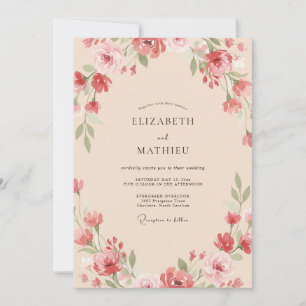 Invitación Boda de flores silvestres Coral Champagne