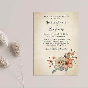 Invitación Boda de flores silvestres Cottagecore en pergamino