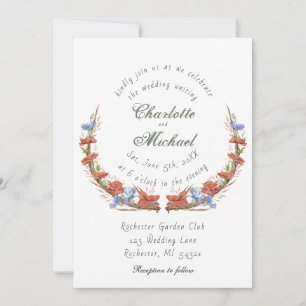 Invitación Boda de flores silvestres de acuarela rusa