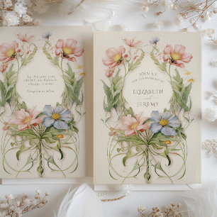 Invitación Boda de flores silvestres de Art Nouveau