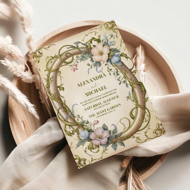 Invitación Boda de flores silvestres de Art Nouveau (Subido por el creador)