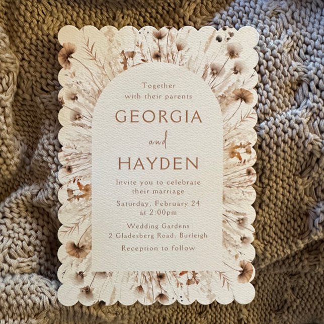Invitación Boda de flores silvestres de Beige-Boho moderno (Subido por el creador)