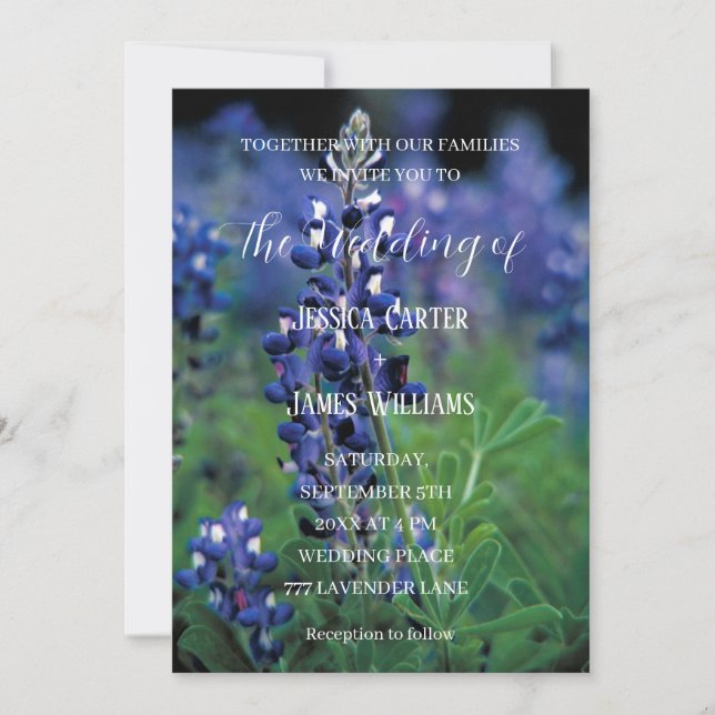 Invitación Boda de Flores Silvestres de Bluebonnets Texas (Anverso)