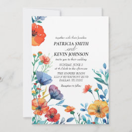 Invitación Boda de flores silvestres de color agua