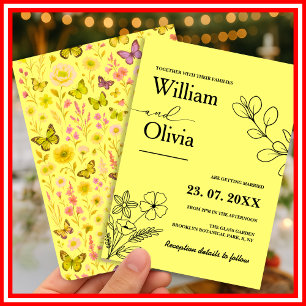 Invitación Boda de flores silvestres de color amarillo manteq