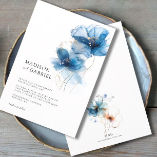 Invitación Boda de flores silvestres de color azul moderno
