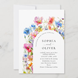 Invitación Boda de Flores Silvestres de color de agua brillan
