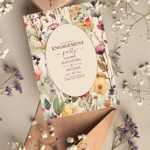 Invitación Boda de flores silvestres de color de agua de Boho