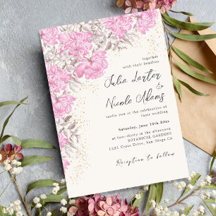 Invitación Boda de flores silvestres de color malva pastel mo