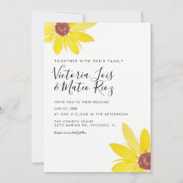 Invitación Boda de flores silvestres de girasol acuarela