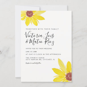 Invitación Boda de flores silvestres de girasol acuarela