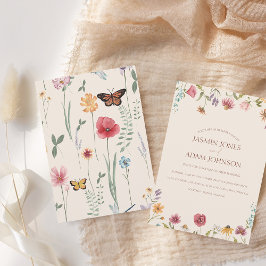 Invitación Boda de flores silvestres de la frontera floral co
