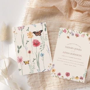 Invitación Boda de flores silvestres de la frontera floral co