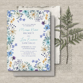 Invitación Boda de flores silvestres de la lujosa lavanda azu