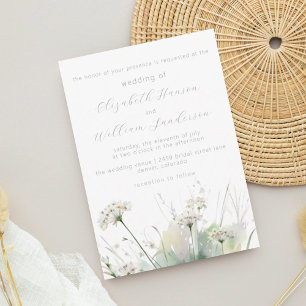 Invitación Boda de flores silvestres de la pradera blanca min