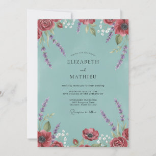 Invitación Boda de flores silvestres de lavanda acuática