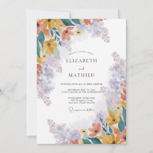 Invitación Boda de flores silvestres de lavanda amarilla