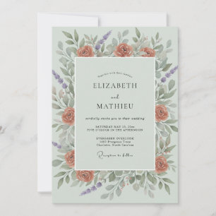 Invitación Boda de flores silvestres de lila terracota