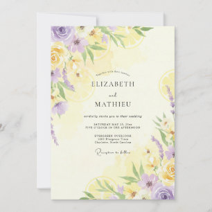 Invitación Boda de flores silvestres de limón y lavanda