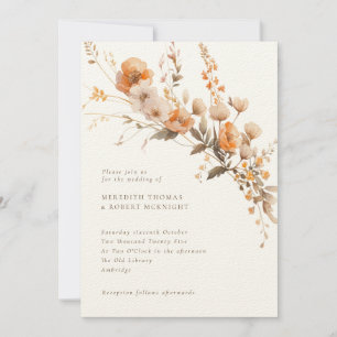 Invitación Boda de Flores Silvestres de Luxury Fall Brown & T