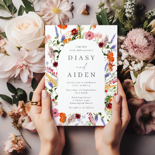 Invitación Boda de Flores Silvestres de Maravillosa Acuarela