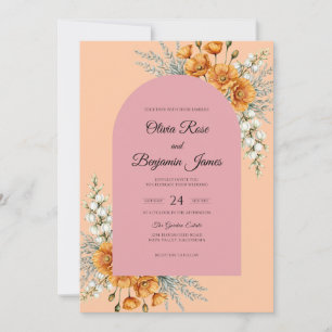Invitación Boda de flores silvestres de melocotón ocra