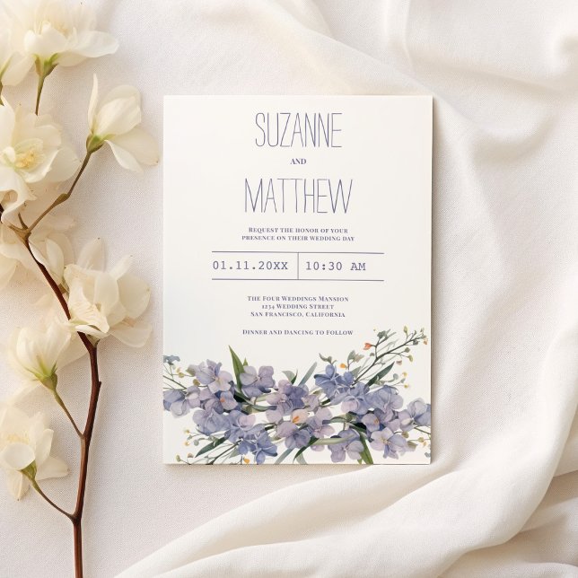 Invitación Boda de flores silvestres de menta rosa azul lavan (Lavender blue pink mint wildflowers Wedding )