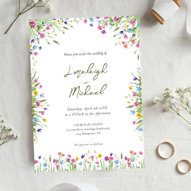 Invitación Boda de flores silvestres de Moda moderna (Subido por el creador)