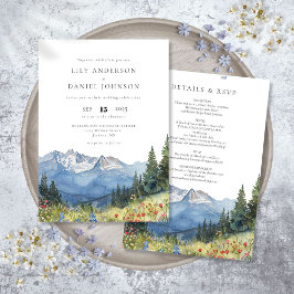 Invitación Boda de flores silvestres de montaña con acuarela 