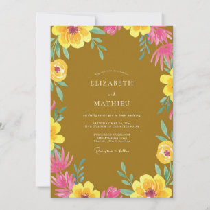 Invitación Boda de flores silvestres de mostaza amarilla