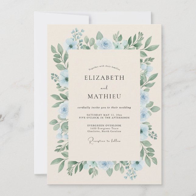 Invitación Boda de flores silvestres de niebla de aciano (Anverso)