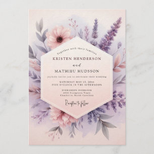 Invitación Boda de flores silvestres de niebla de lila