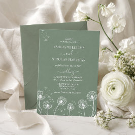 Invitación Boda de flores silvestres de olivo verde sage