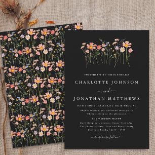Invitación Boda de flores silvestres de otoño bohemio en blan