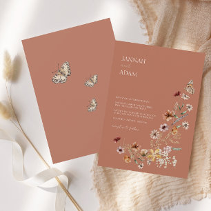 Invitación Boda de Flores Silvestres de Otoño Rústico de Terr